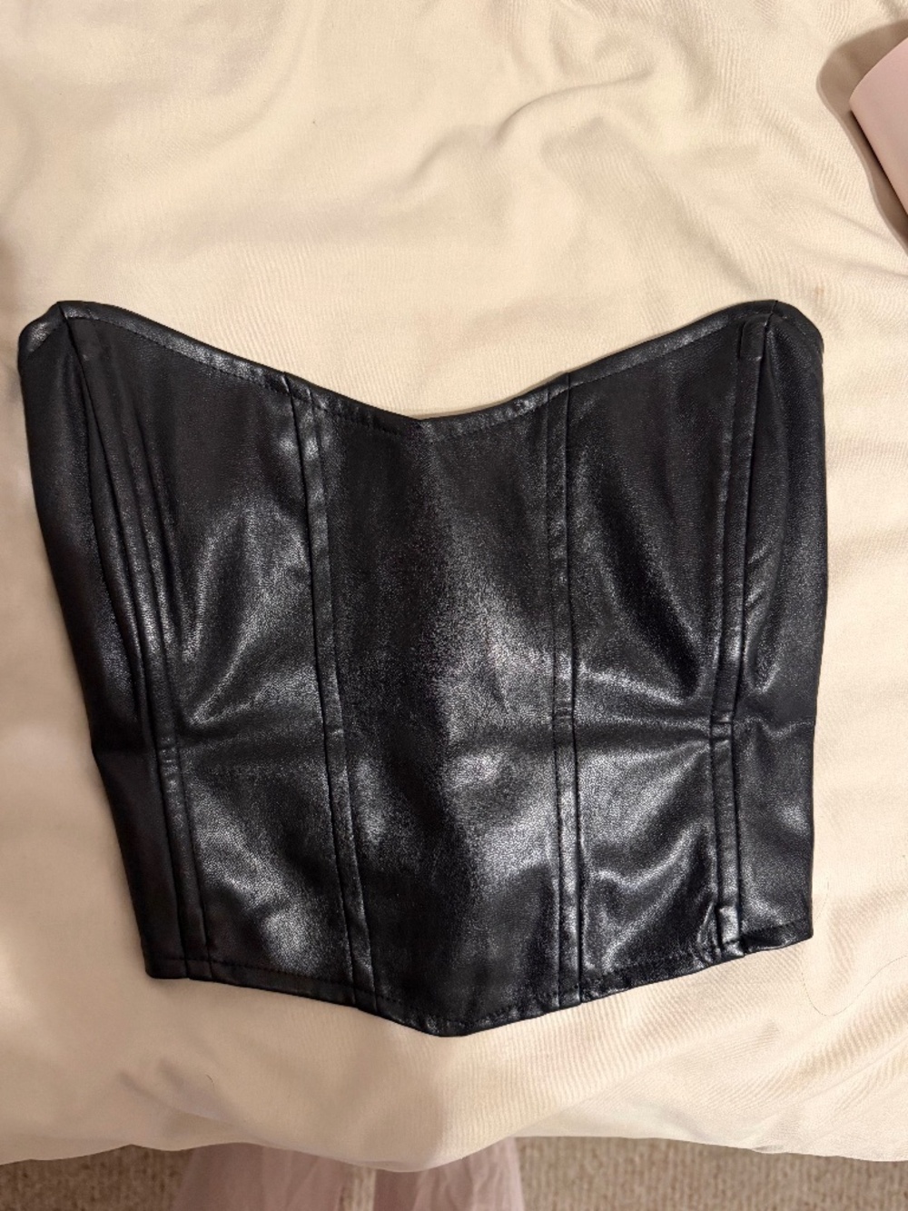 Black leather corset
